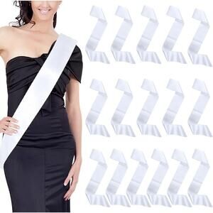 16Pcs Sash Satin Sash White Blank Sash Blank Sashes for Pageants Senior Sash ...
